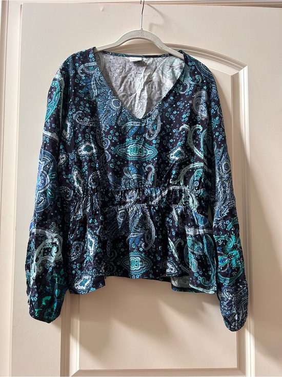Lascana Tops - Lascana Paisley V Neck Ballon Sleeve Blouse. Maximalist. Bold. Artsy. SZ 44. EUC
